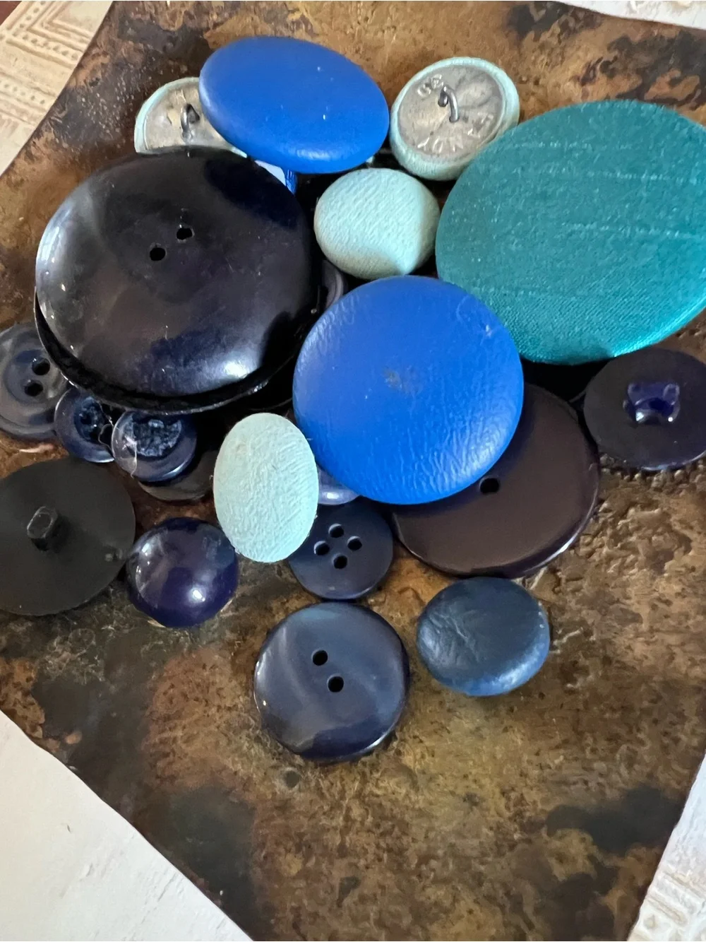 Small Button Lot Rescued Blue Buttons Shank 2 Hole 4 Hole